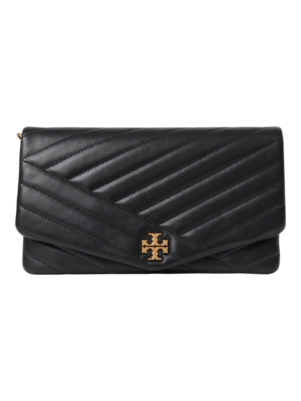 Tory Burch Kira Chevron Clutch Black pristine preppy designer casual